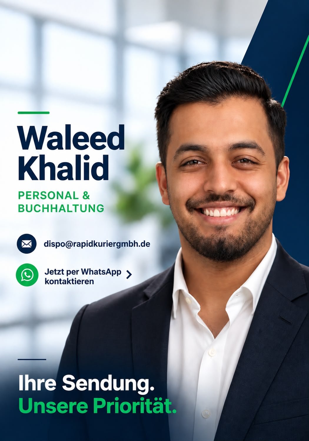 Waleed Khalid, Personal und Buchhaltung bei Rapid Kurier GmbH